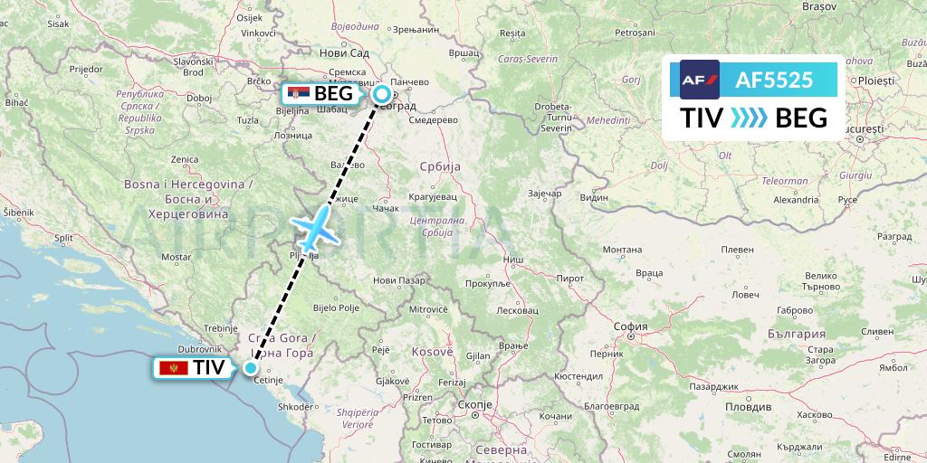AF5525 Flight Status Air France Tivat to Belgrade (AFR5525)