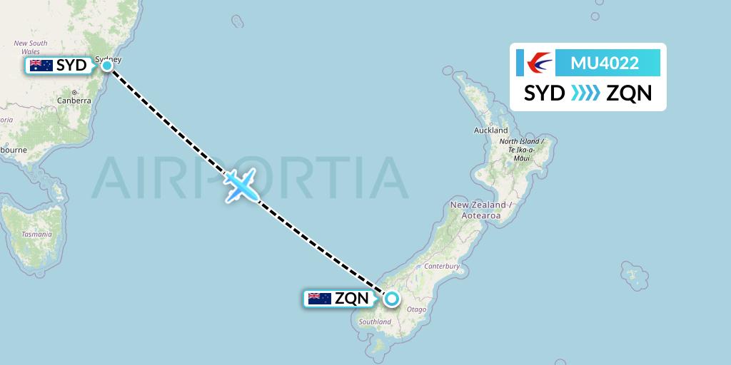 MU4022 China Eastern Airlines Flight Map: Sydney to Queenstown