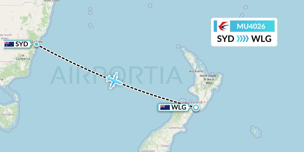 MU4026 China Eastern Airlines Flight Map: Sydney to Wellington