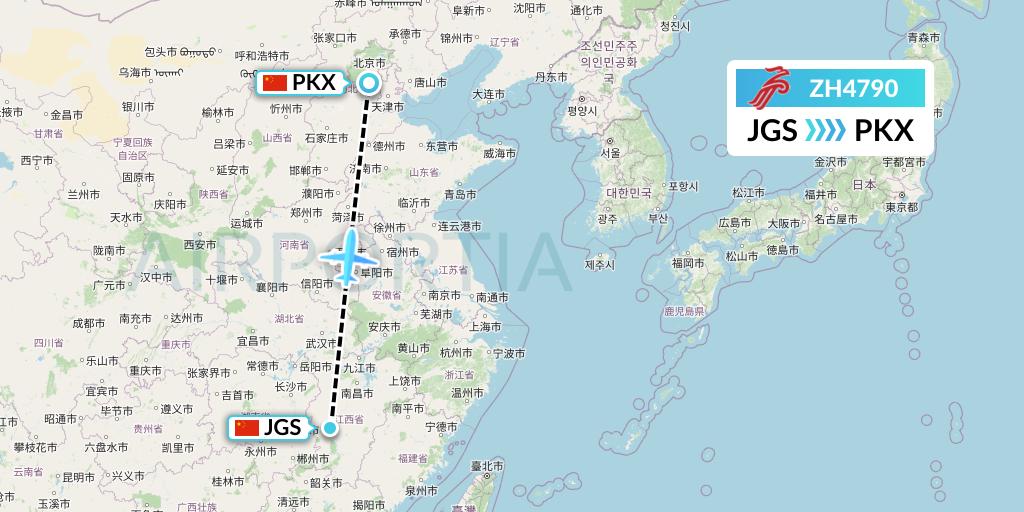 ZH4790 Shenzhen Airlines Flight Map: Ji'an to Beijing
