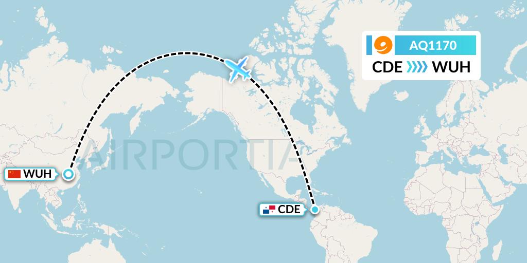 AQ1170 9 Air Flight Map: Caledonia to Wuhan