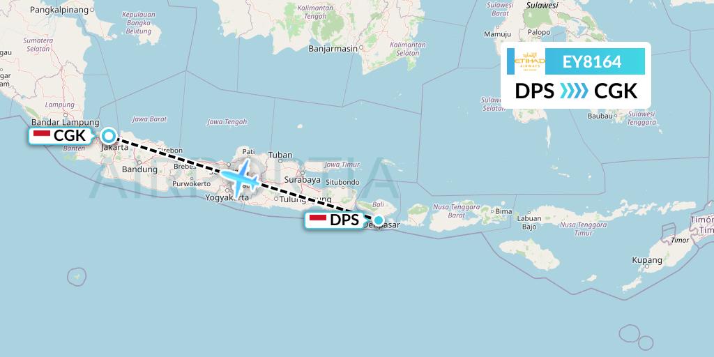 EY8164 Etihad Airways Flight Map: Denpasar to Jakarta