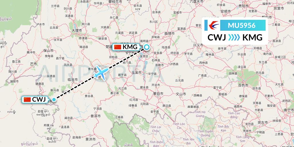 MU5956 China Eastern Airlines Flight Map: Xichang to Kunming