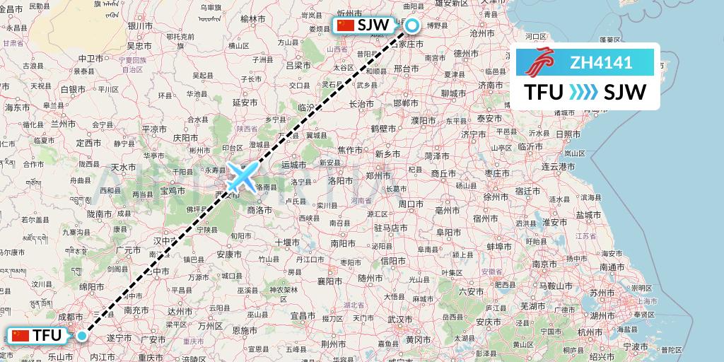ZH4141 Shenzhen Airlines Flight Map: Chengdu to Shijiazhuang
