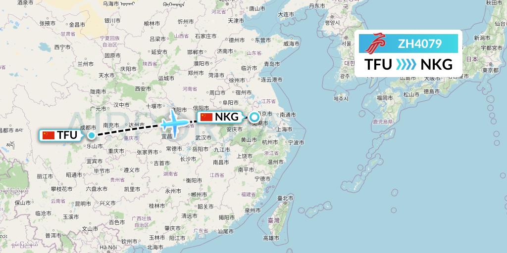 ZH4079 Shenzhen Airlines Flight Map: Chengdu to Nanjing