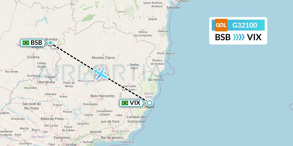 G32100 GOL Transportes Aeros Flight Map: Brasilia to Vitoria