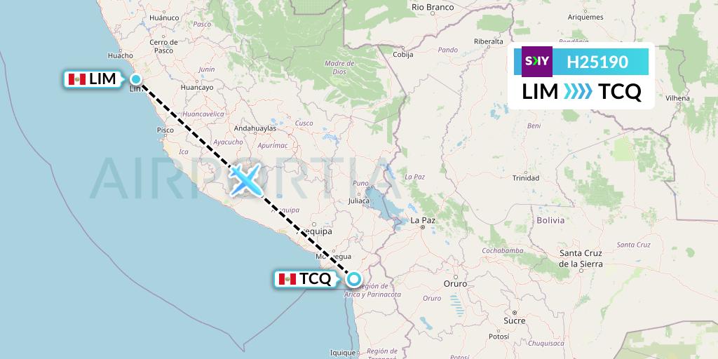 H25190 Sky Airline Flight Map: Lima to Tacna