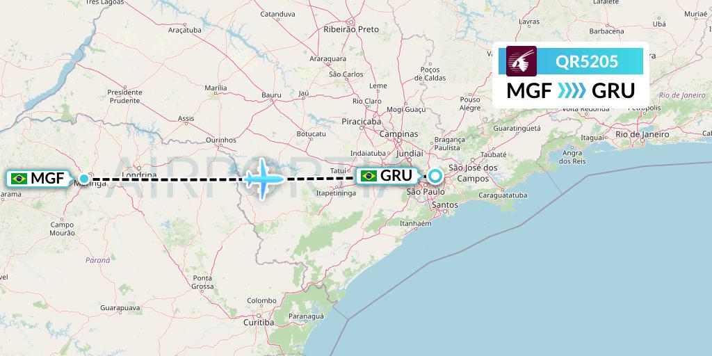 QR5205 Qatar Airways Flight Map: Maringa to Sao Paulo
