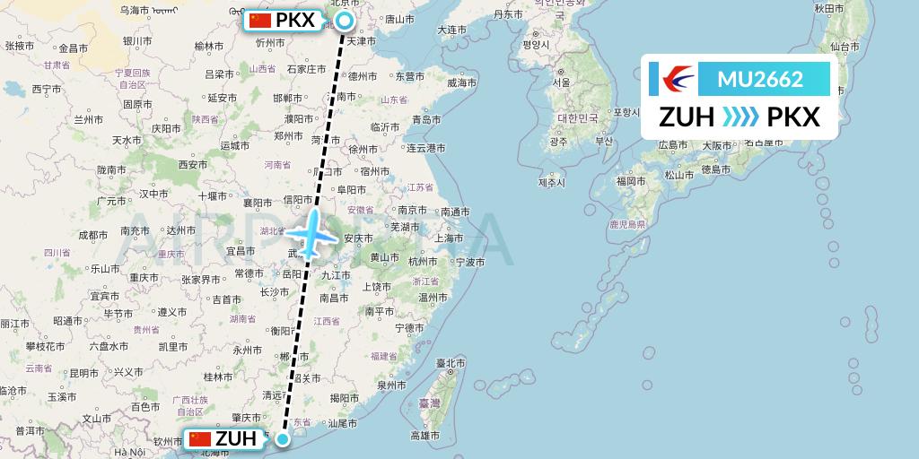 MU2662 China Eastern Airlines Flight Map: Zhuhai to Beijing