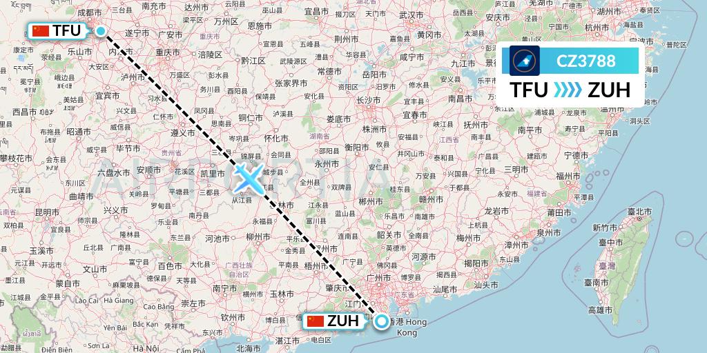 CZ3788 China Southern Airlines Flight Map: Chengdu to Zhuhai