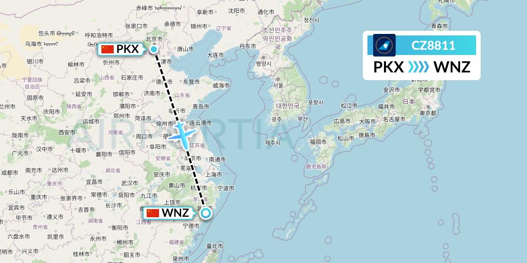 CZ8811 China Southern Airlines Flight Map: Beijing to Wenzhou