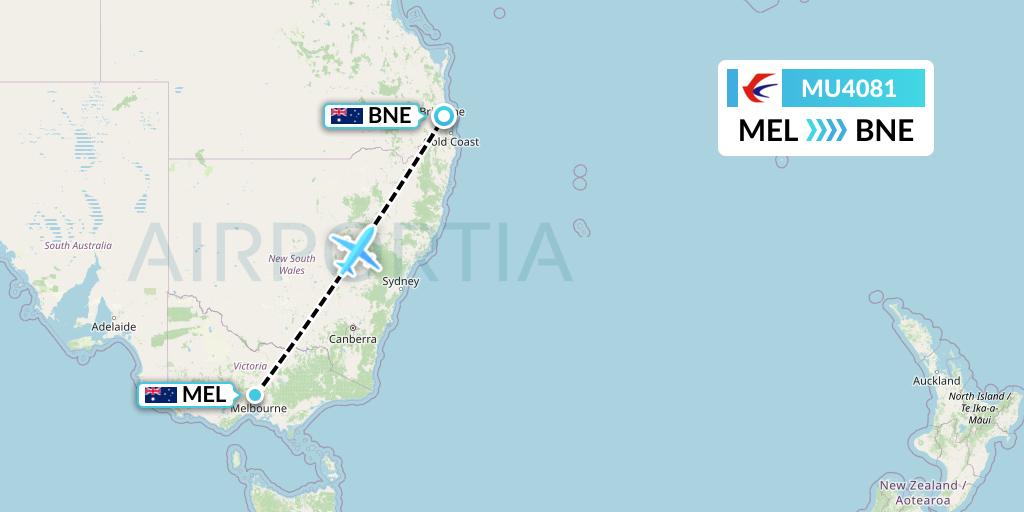 MU4081 China Eastern Airlines Flight Map: Melbourne to Brisbane