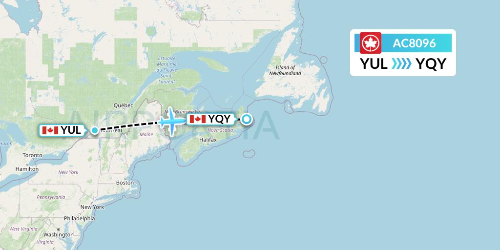 AC8096 Air Canada Flight Map: Montreal to Sydney