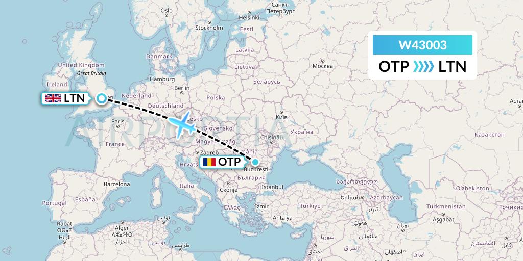 W43003 Wizz Air Malta Flight Map: Bucharest to London