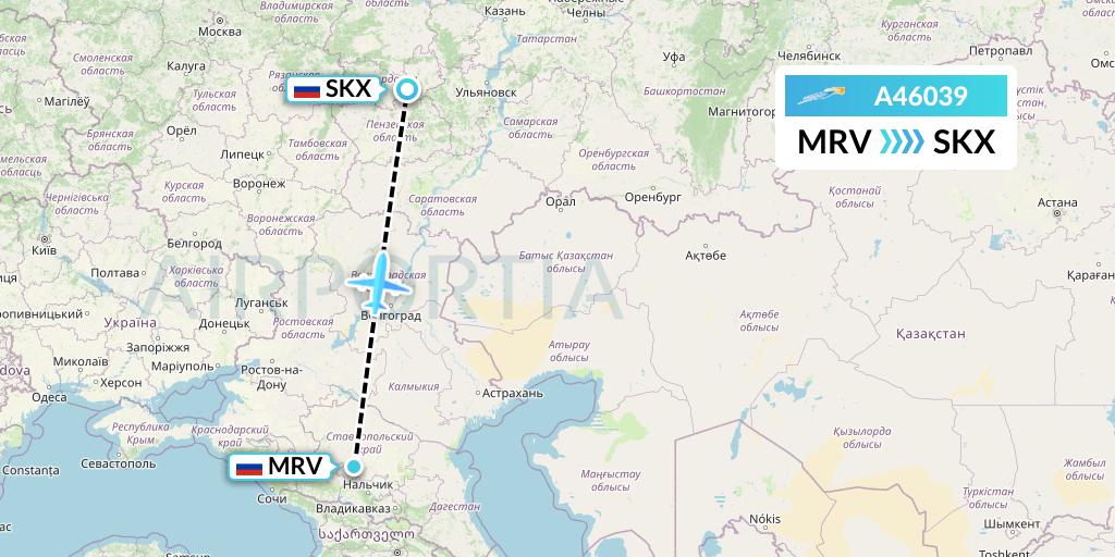 A46039 Azimuth Airlines Flight Map: Mineralnye Vody to Saransk