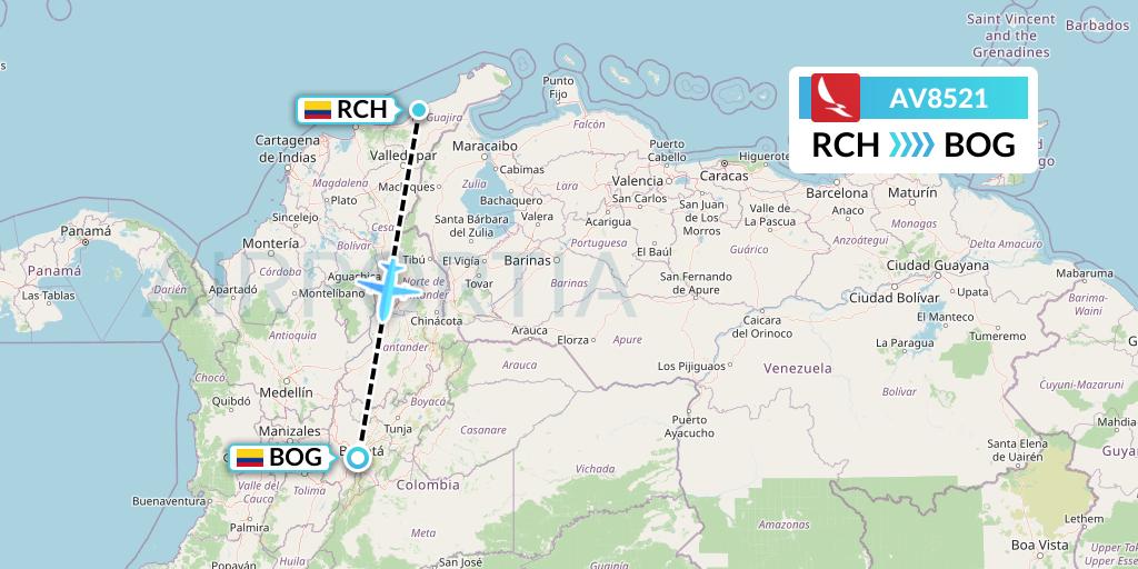 AV8521 Avianca Flight Map: Riohacha to Bogota