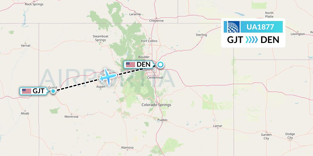 UA1877 United Airlines Flight Map: Grand Junction to Denver