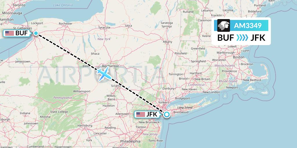 AM3349 Aeromexico Flight Map: Buffalo to New York