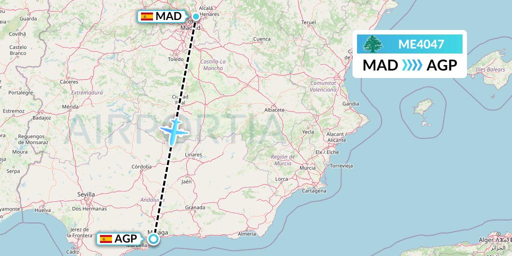 ME4047 MEA Flight Map: Madrid to Malaga