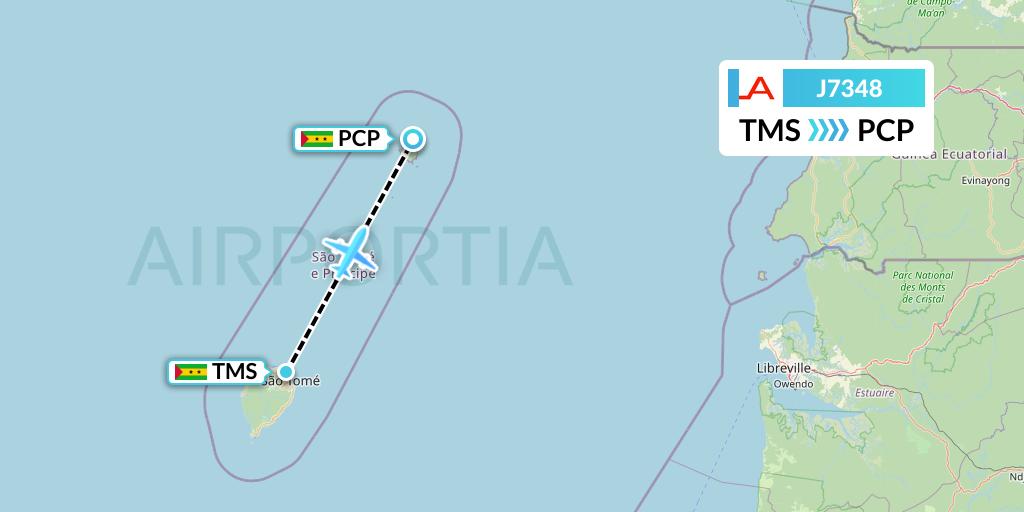 J7348 Afrijet Business Services Flight Map: Sao Tome to Sao Tome and Principe