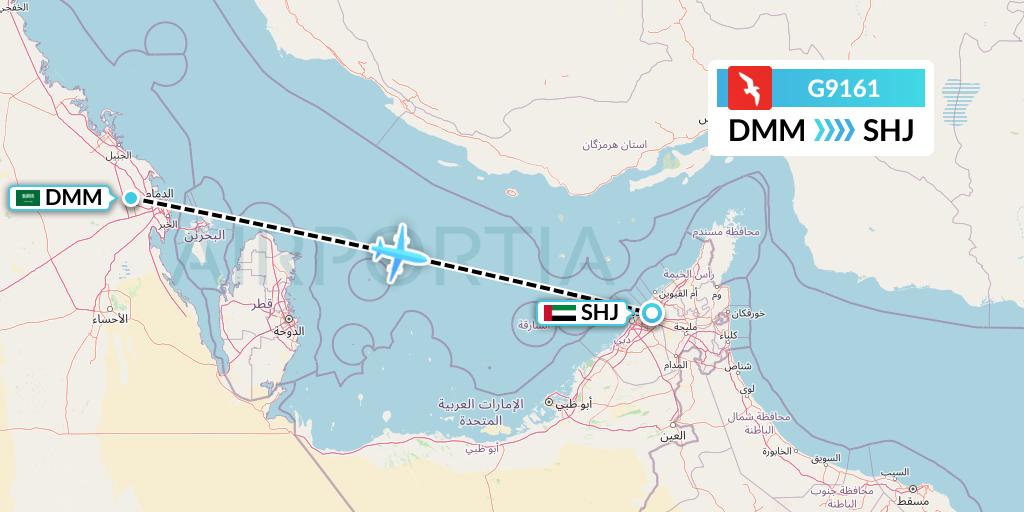 G9161 Air Arabia Flight Map: Dammam to Sharjah