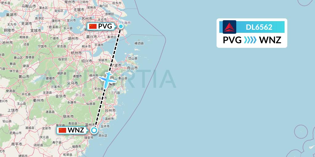 DL6562 Delta Air Lines Flight Map: Shanghai to Wenzhou