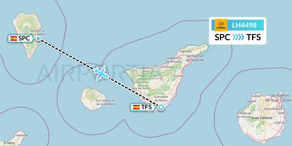 LH4498 Lufthansa Flight Map: La Palma to Tenerife