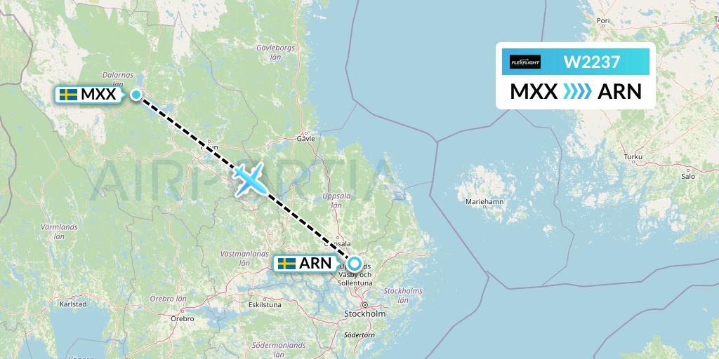 W2237 Flex Flight Flight Map: Mora to Stockholm