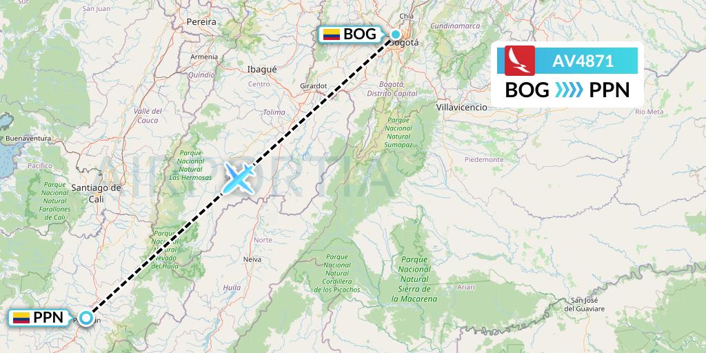 AV4871 Avianca Flight Map: Bogota to Popayan