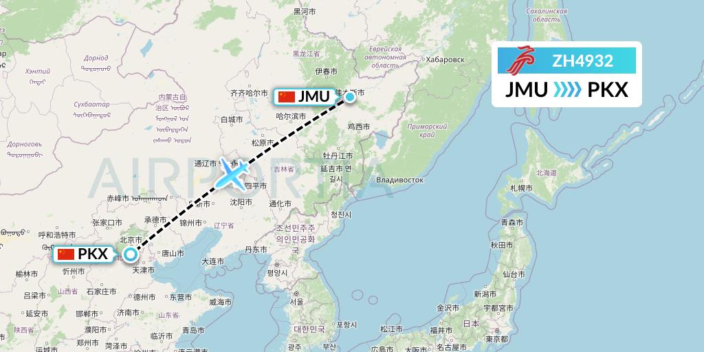 ZH4932 Shenzhen Airlines Flight Map: Jiamusi to Beijing