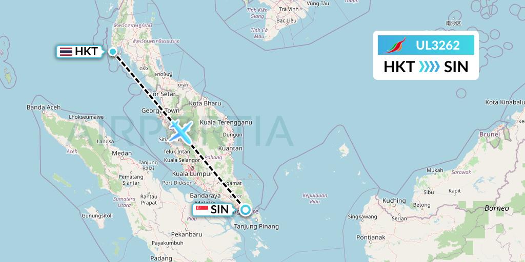 UL3262 SriLankan Airlines Flight Map: Phuket to Singapore