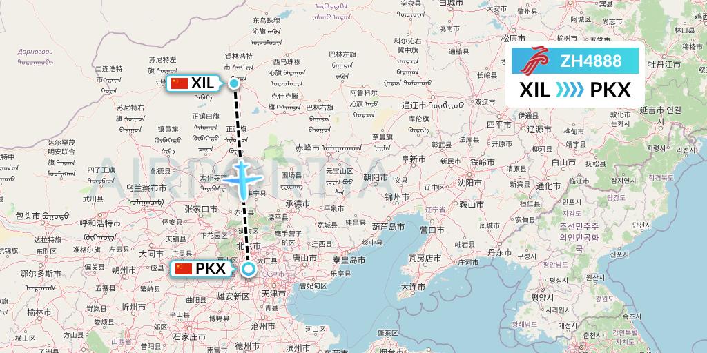 ZH4888 Shenzhen Airlines Flight Map: Xilinhot to Beijing