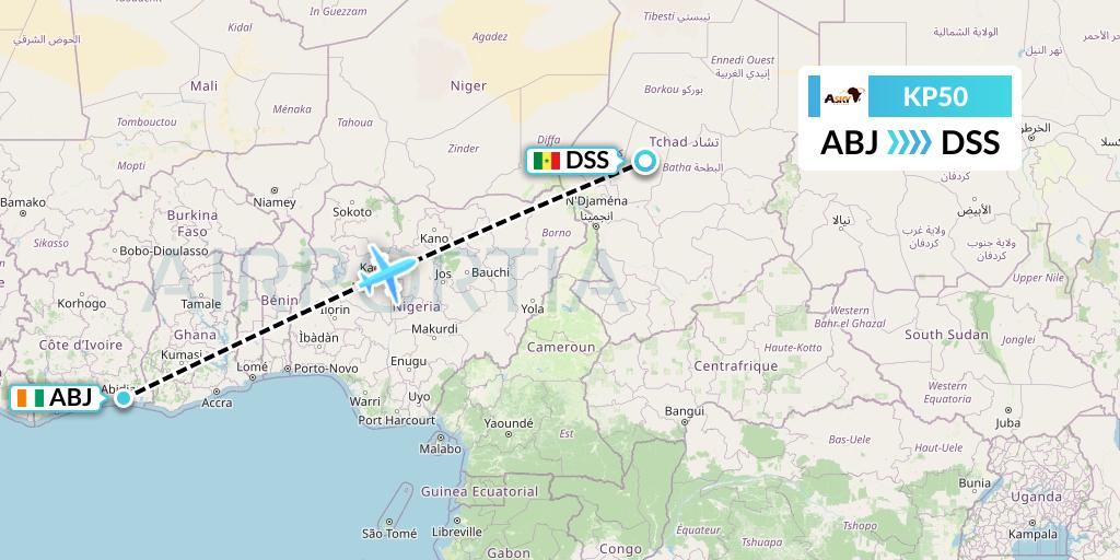 KP50 ASKY Flight Map: Abidjan to Dakar