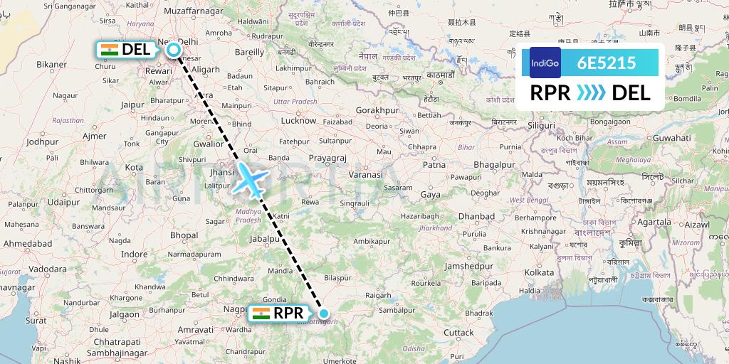 6E5215 Flight Status IndiGo Airlines Raipur to Delhi (IGO5215)
