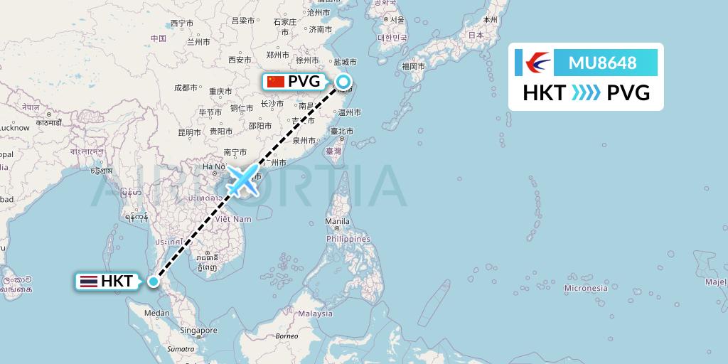 MU8648 China Eastern Airlines Flight Map: Phuket to Shanghai
