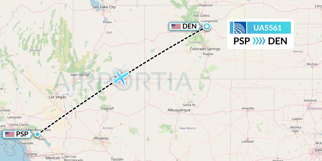 UA5561 United Airlines Flight Map: Palm Springs to Denver