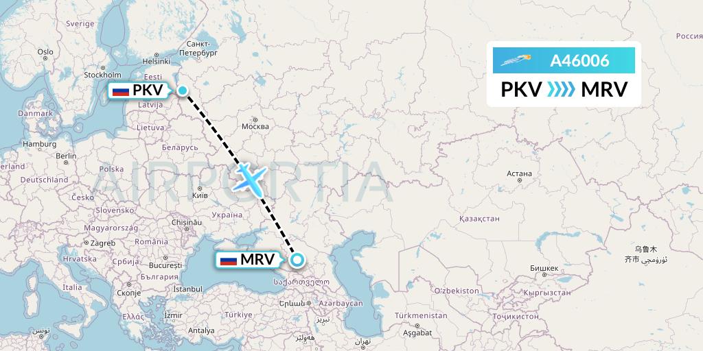 A46006 Azimuth Airlines Flight Map: Pskov to Mineralnye Vody