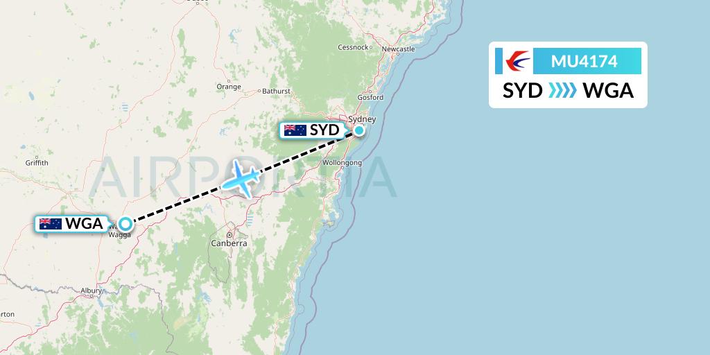 MU4174 China Eastern Airlines Flight Map: Sydney to Wagga Wagga