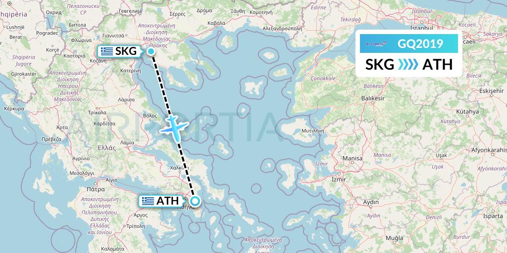 GQ2019 Sky Express (Greece) Flight Map: Thessaloniki to Athens