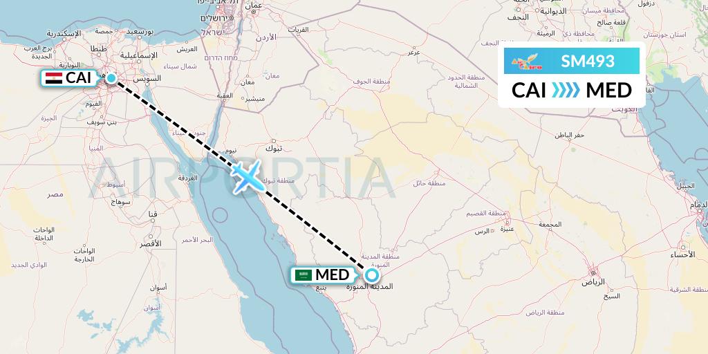 SM493 Air Cairo Flight Map: Cairo to Medina