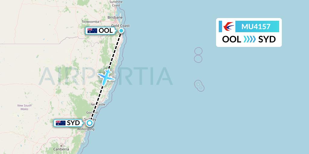MU4157 China Eastern Airlines Flight Map: Gold Coast to Sydney