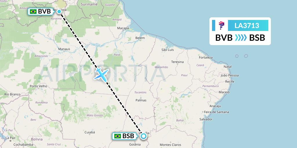 LA3713 LAN Airlines Flight Map: Boa Vista to Brasilia