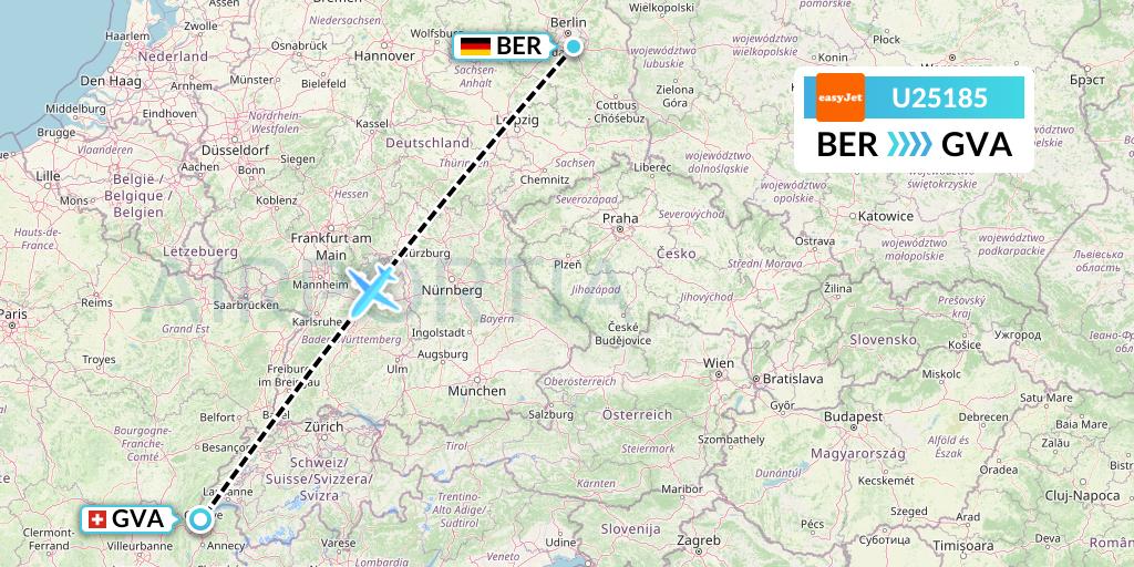 U25185 EasyJet Flight Map: Berlin to Geneva