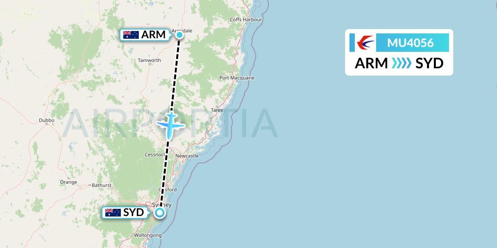 MU4056 China Eastern Airlines Flight Map: Armidale to Sydney