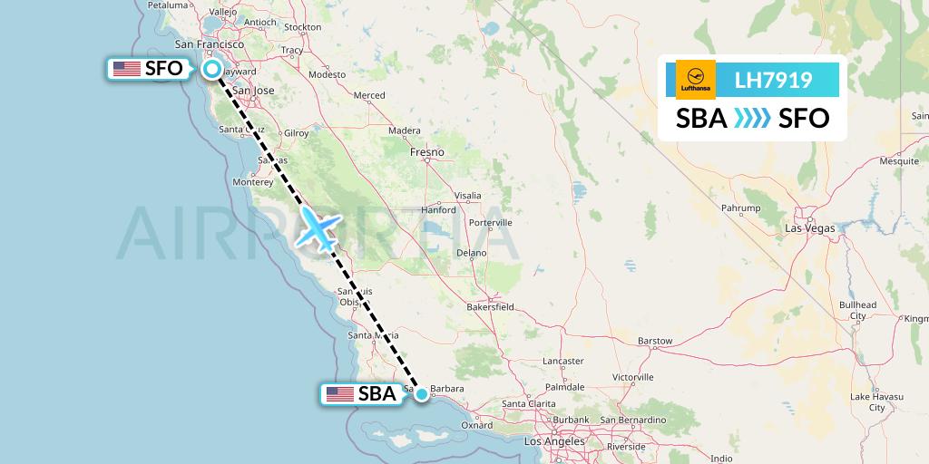 LH7919 Lufthansa Flight Map: Santa Barbara to San Francisco
