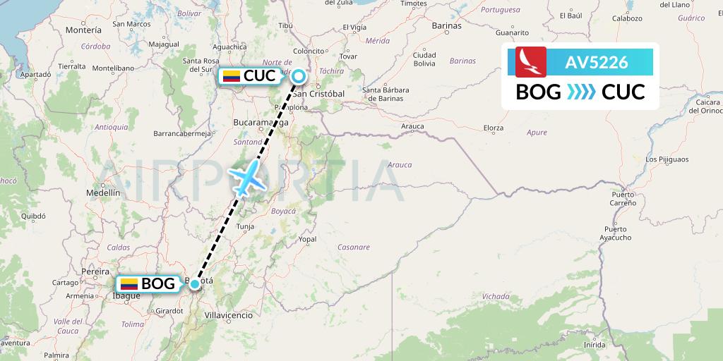 AV5226 Avianca Flight Map: Bogota to Cucuta