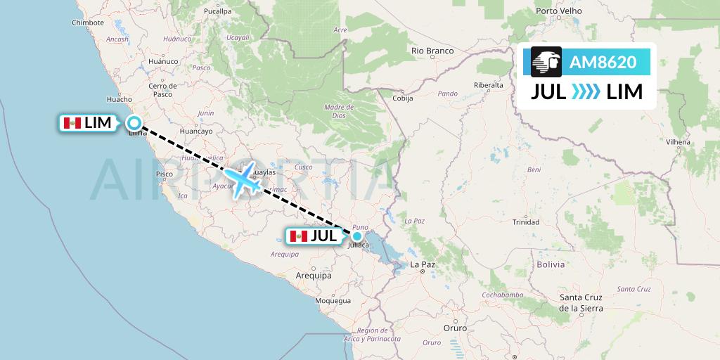 AM8620 Aeromexico Flight Map: Juliaca to Lima