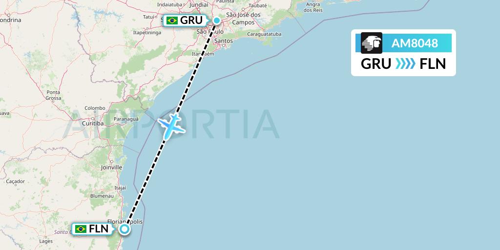 AM8048 Aeromexico Flight Map: Sao Paulo to Florianopolis