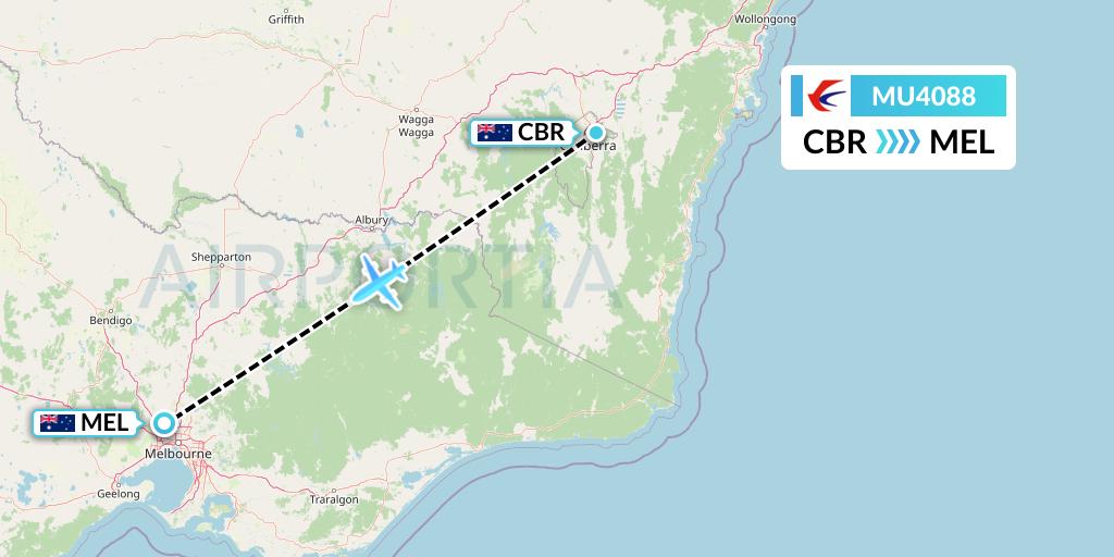 MU4088 China Eastern Airlines Flight Map: Canberra to Melbourne