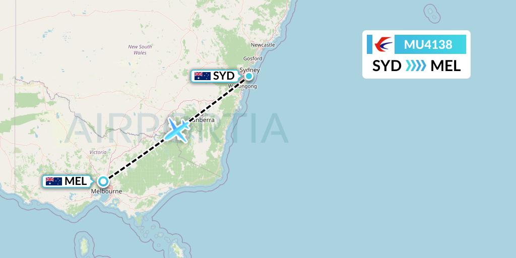 MU4138 China Eastern Airlines Flight Map: Sydney to Melbourne